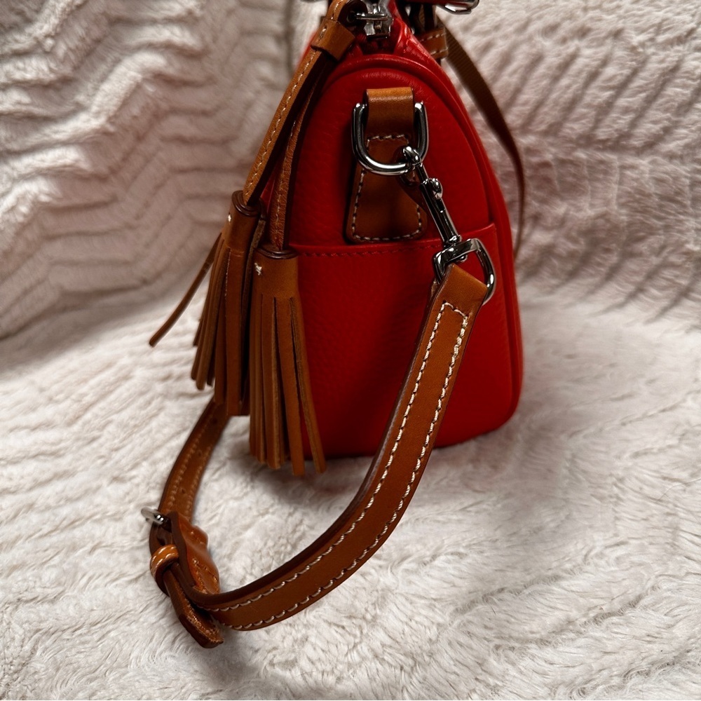 Dooney & Bourke Orange & Tan Detachable Strap Satchel, NWOT + Dust Bag - Picture 5 of 12